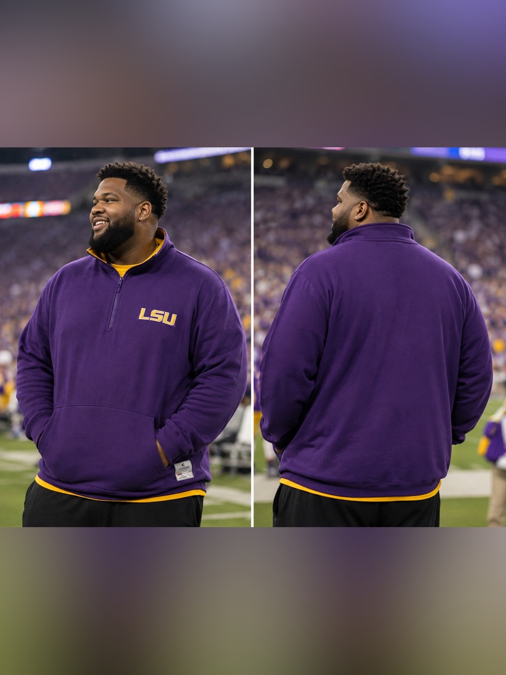 🆕 Colosseum LSU Tigers Men’s Purple 1/4 Zip Pullover 3XL NWT